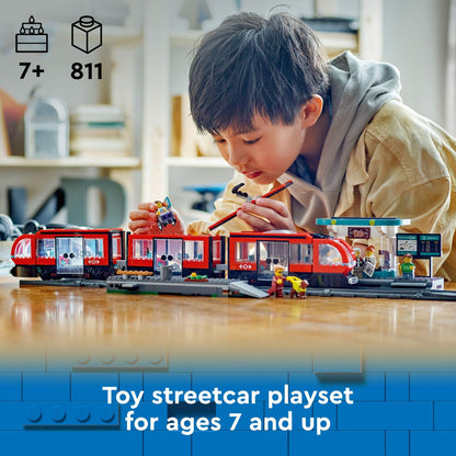 LEGO City Downtown Streetcar and Station Train Set - Kids Toy Train Building Set for Pretend Play & Imagination, Ages 7+ - Gift Ideas for Boys & Girls Birthdays - 60423 LEGO
