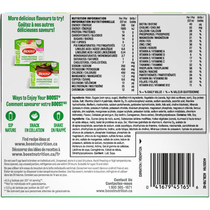 BOOST High Protein Vanilla Meal Replacement Drink, 15g Protein, 237ml Bottles, 6-Pack (4-Pack Case)