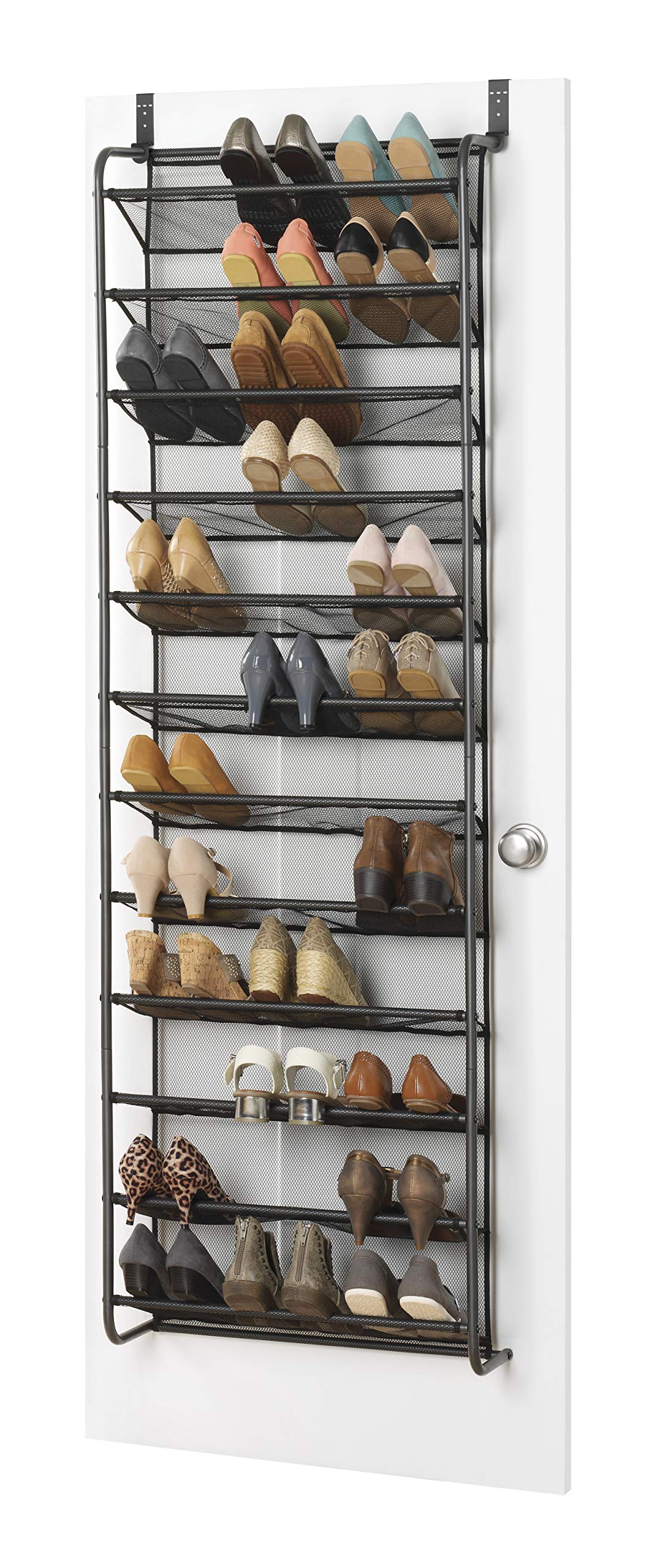 Whitmor 36 Pair Over-The-Door Rack-Gunmetal Gray Shoe Organizer WHITMOR