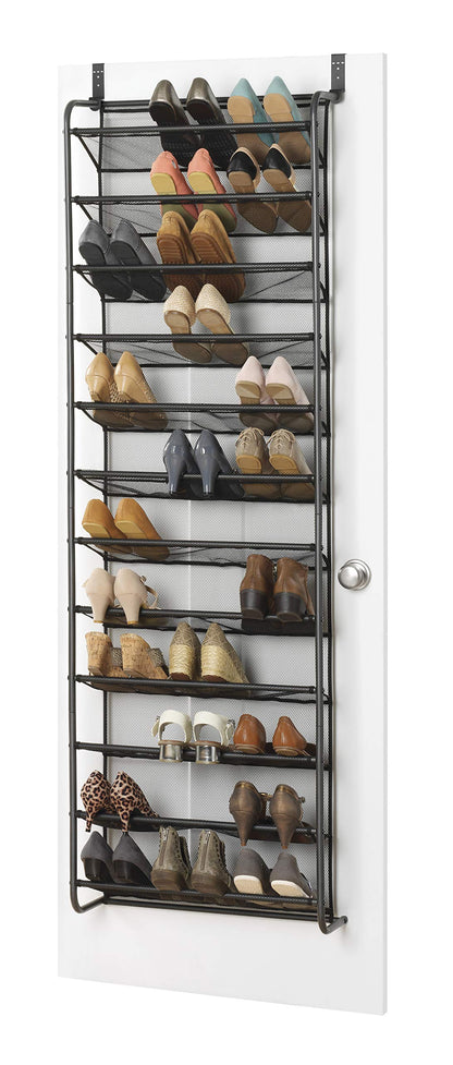 Whitmor 36 Pair Over-The-Door Rack-Gunmetal Gray Shoe Organizer WHITMOR
