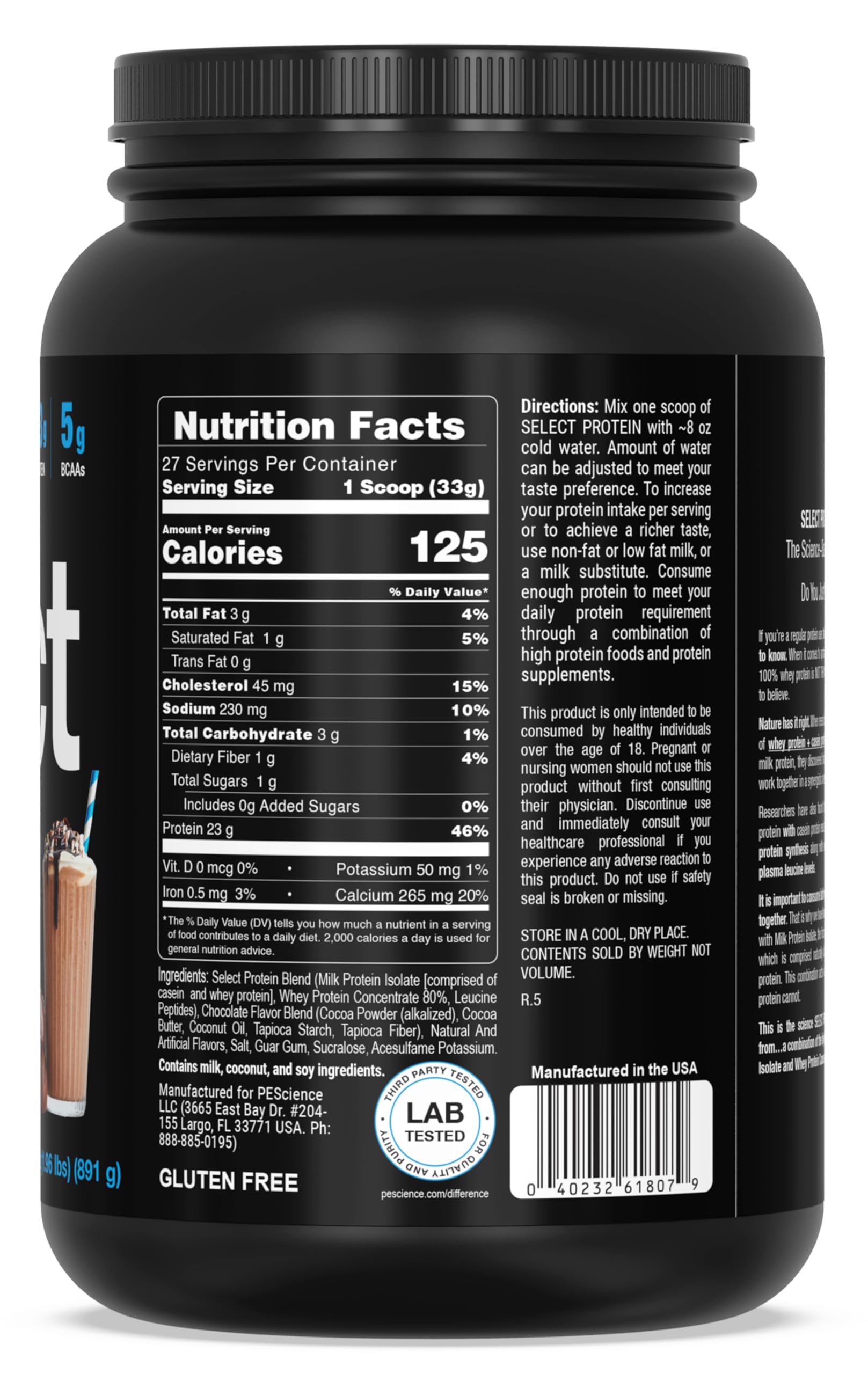 PEScience Select Protein Powder - Whey and Casein Blend, Chocolate Truffle, 27 Servings