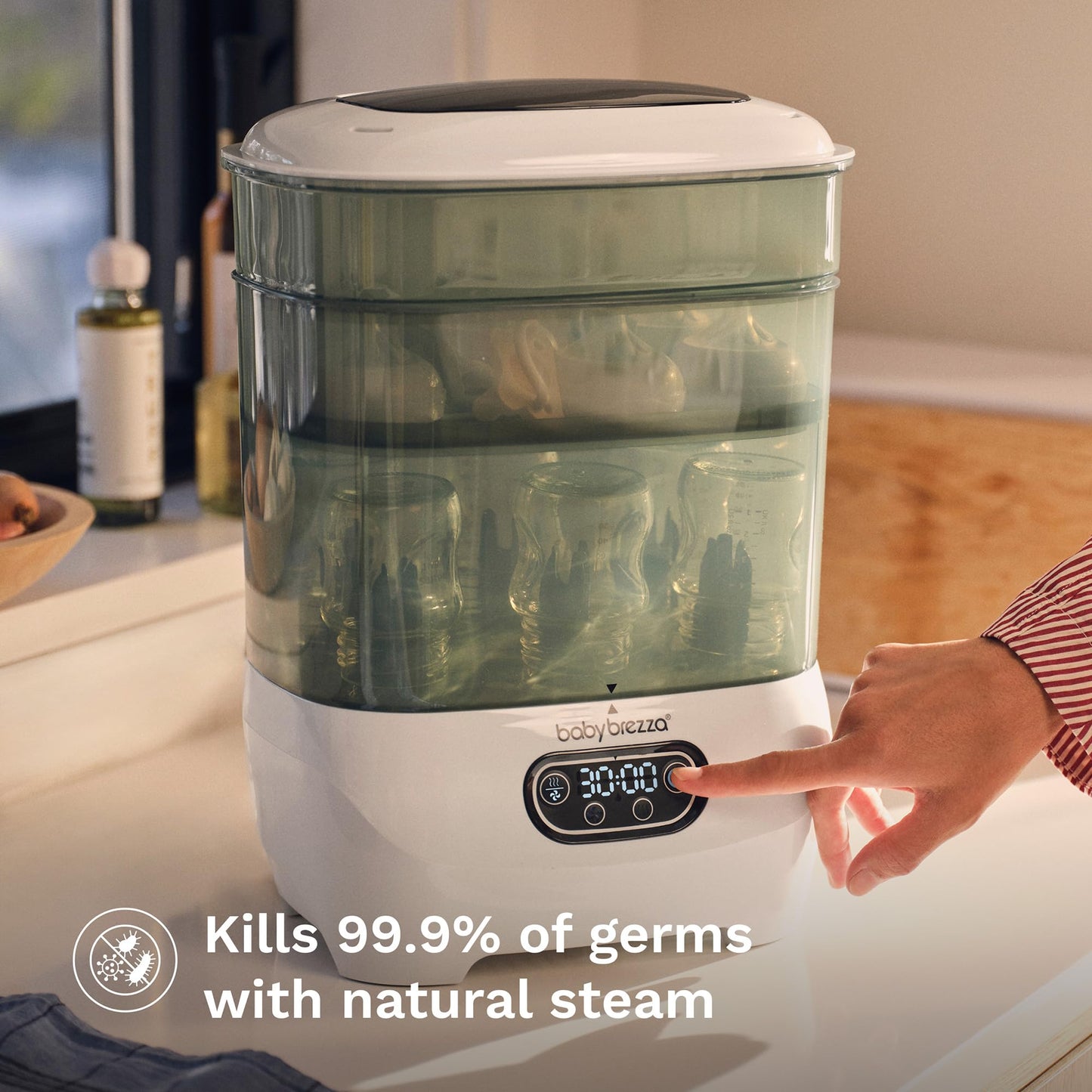 Baby Brezza Bottle Sterilizer and Dryer Advanced – 33% Faster - Largest Capacity Steam Sanitizer - Universal Sterilization Machine for All Bottles + Baby Product Parts - HEPA Air Filter Baby Brezza