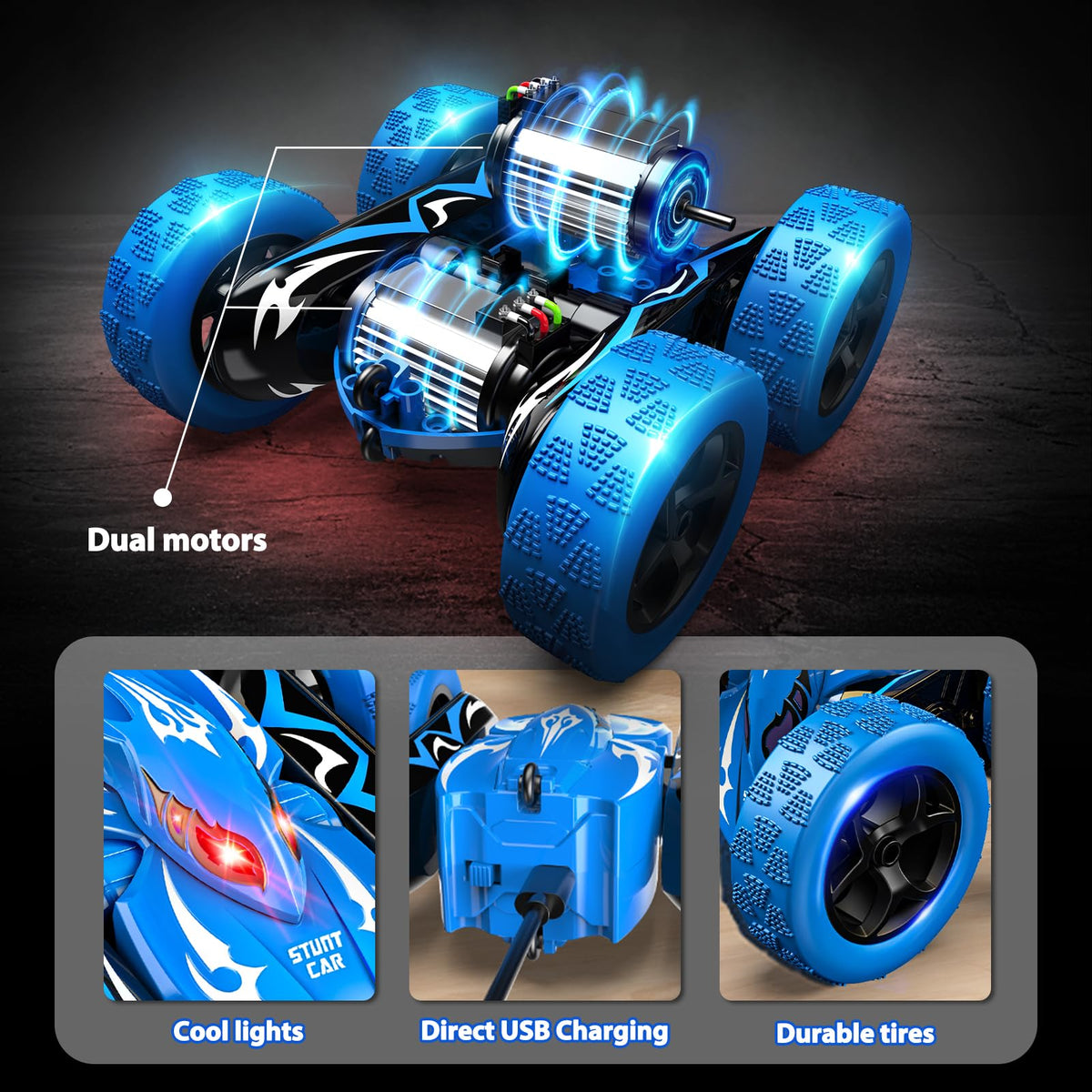 2.4GHz RC Car Toys for Boys 3-9, vicia 4WD Stunt Car with Double-Sided 360°Rotating Remote Control Cars for Kids Car Toys for 3 4 5 6 7 8 9 10 12 Year Old Boy Gifts Birthday Christmas 🍁 All In One Marketplace Canada