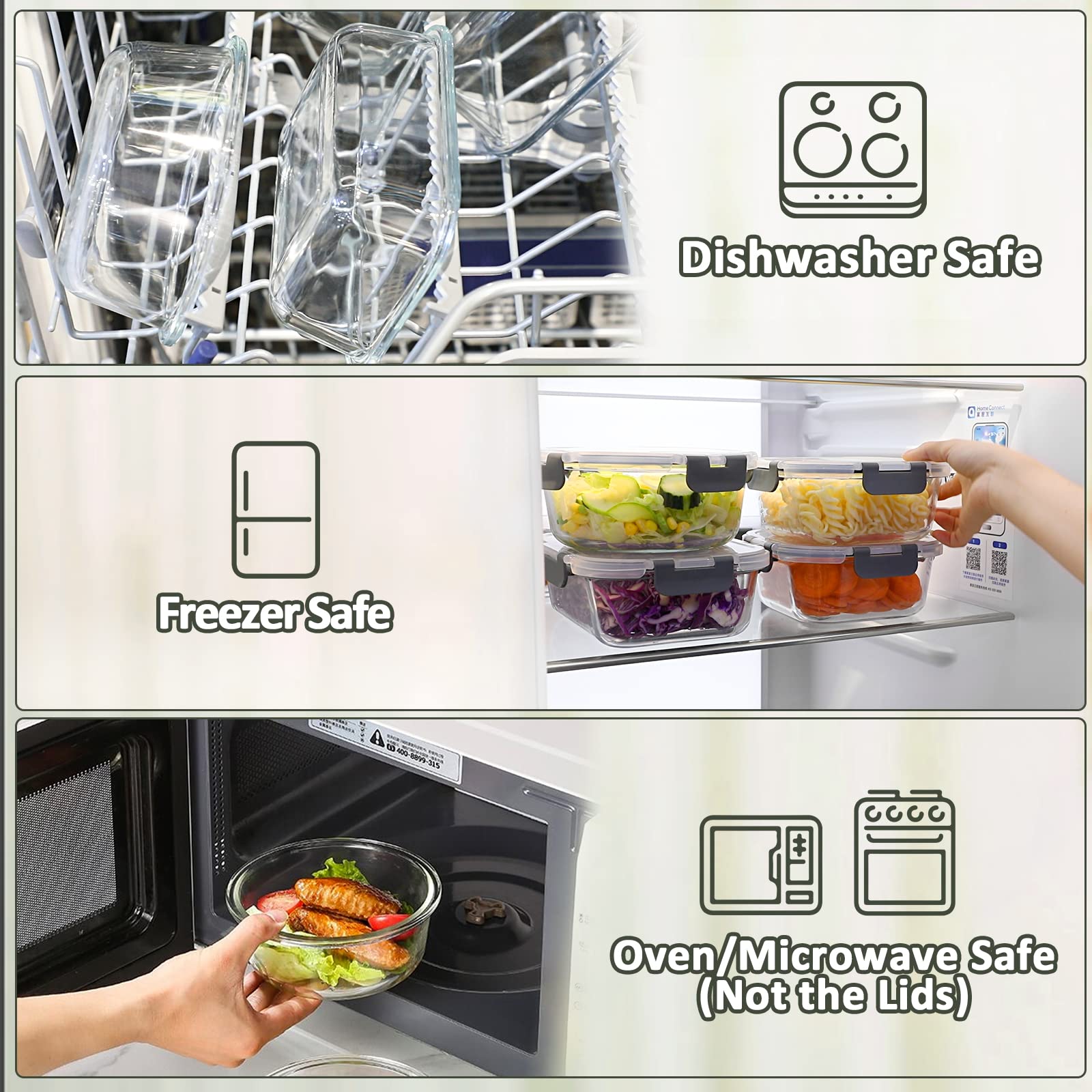M MCIRCO 24-Piece Glass Food Storage Containers with Snap Locking Lids,Glass Meal Prep Containers Set - Airtight Lunch Containers, Microwave, Oven, Freezer and Dishwasher - Available at All In One Marketplace Canada