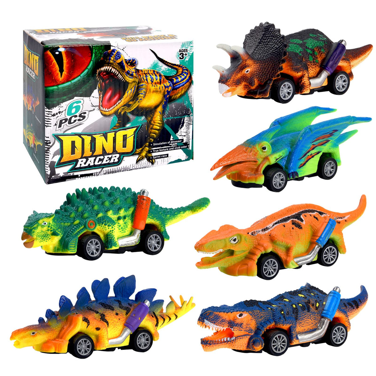 PIIOSER Dinosaur Toys for 3 Year Old Boys - 6 Pack Mini Dino Pull Back Cars with T-Rex, Ideal Gifts for Toddlers 3-8 Year Old Boy Girls, Kids Birthday Christmas Party Favors 🍁 All In One Marketplace Canada
