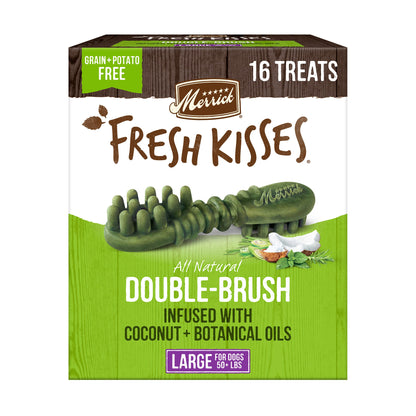Merrick Fresh Kisses Coconut Oil + Botanicals Large Brush Dental Dog Treat - Value Box (16 ct) 🍁 All In One Marketplace Canada Merrick