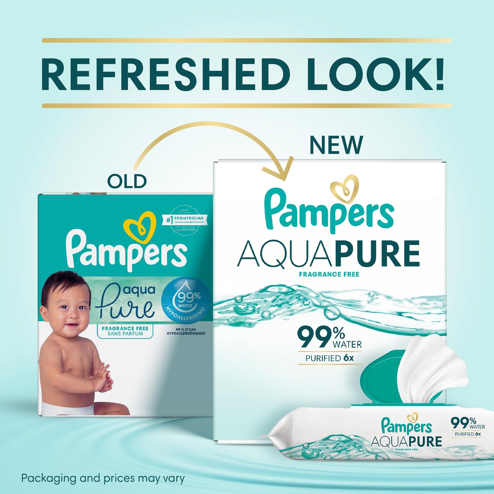 Pampers Aqua Pure Baby Wipes, 99% Water, Fragrance Free, 672 Baby Wipes Total (12X Flip-Top Packs)