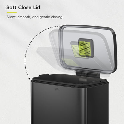 EKO Madison Matte Black 50 Liter/13.2 Gallon Step Trash Can with Inner Liner - Fingerprint Resistant Finish EKO