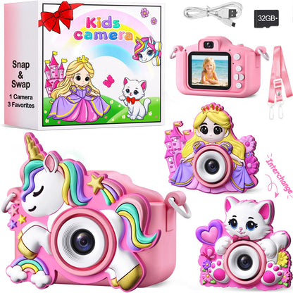 Kids Camera for Girls Toys Gifts: 3 4 5 Year Old Girl Gifts Small Children Selfie Digital Pink Camera for Kids, Christmas Birthday Gift for Girls Toy Cameras for Toddlers Age 3-5, 32G SD Card Included 🍁 All In One Marketplace Canada