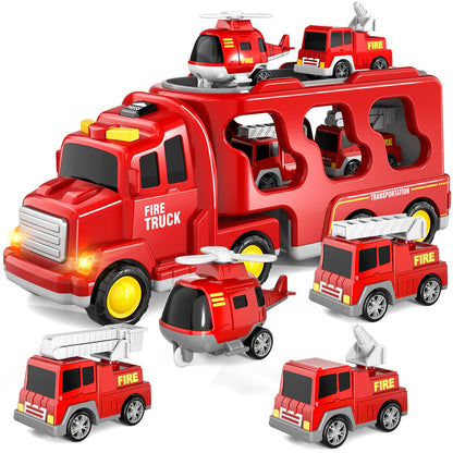 Fire Trucks Toddler Toys for 1-3 3-5 Year Old Boy, 5-in-1 Fire Car Truck Toy for Toddler Girls Age 1 2 3 4 5 6, Christmas Birthday Gift Car Truck Sets with Light Sound 🍁 All In One Marketplace Canada
