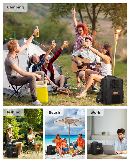 Double Deck Large Tactical Lunch Bag for Adults, Leakproof Insulated Lunch Bag with Shoulder Strap, Lunch Cooler Box for Men Work Outdoor Picnic Trips,Black - Available at All In One Marketplace Canada