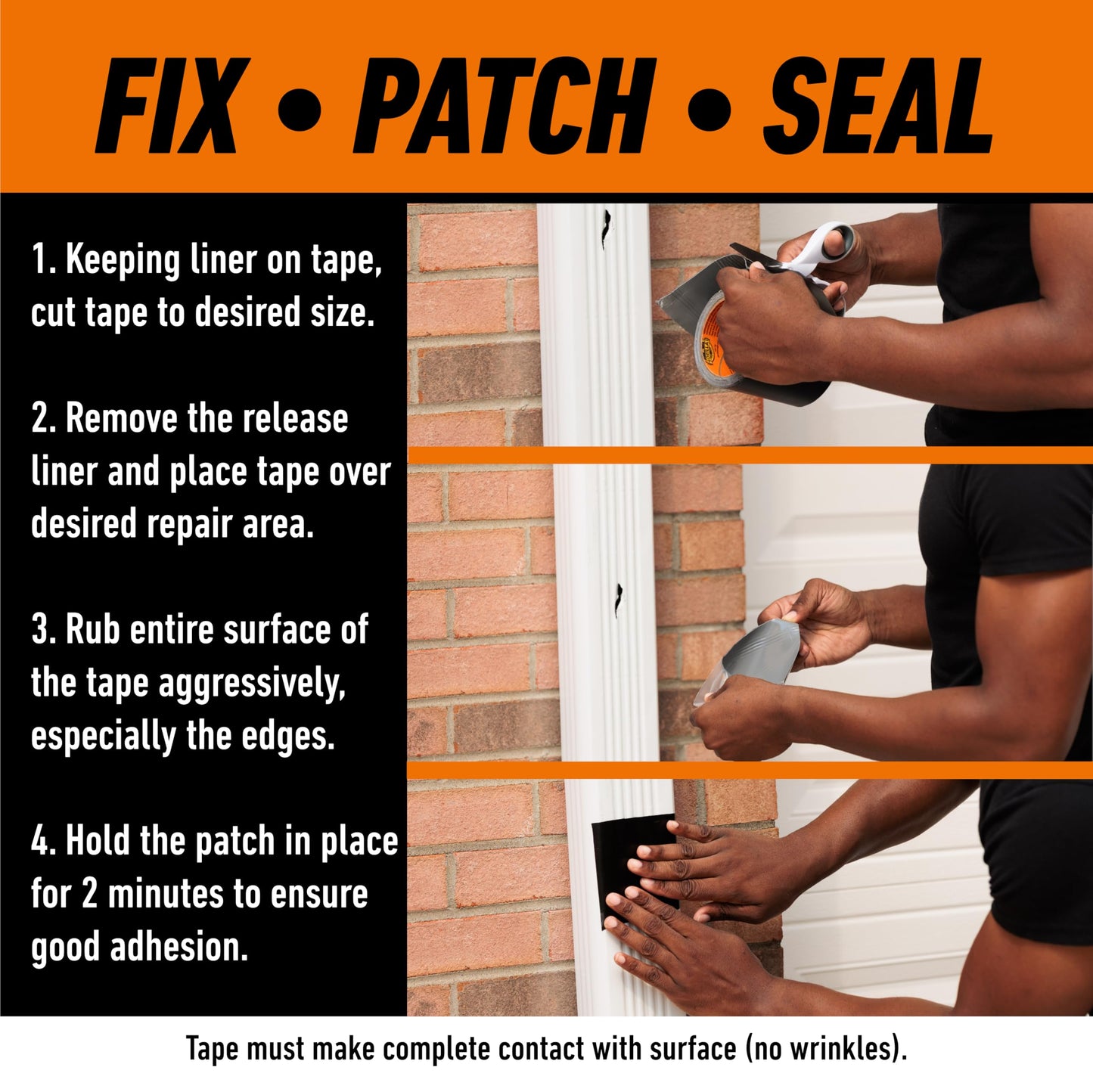 Gorilla Waterproof Patch & Seal Tape, Heavy-Duty, Instantly Seals, Works Underwater, Indoor/Outdoor, Flexible Permanent Bond, 4 in x 10 ft, Black, 1 Pack