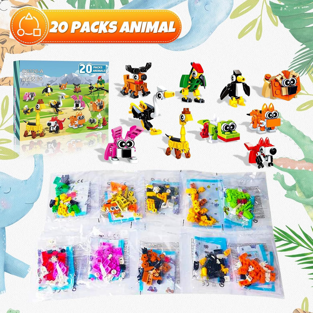Party Favor for Kids, 20 Pack Mini Animals Building Blocks Set 🍁 All In One Marketplace Canada