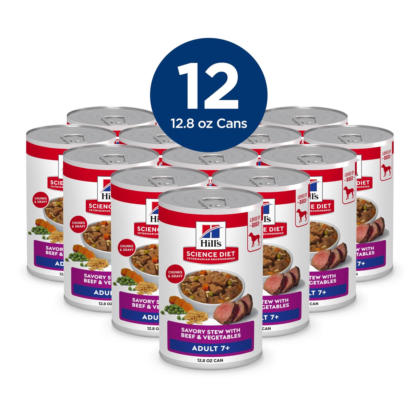 Hill's Science Diet Adult 7+, Senior Premium Nutrition, Wet Dog Food, Beef & Vegetables Stew, 12.8 oz Can, Case of 12 - Available at All In One Marketplace Canada