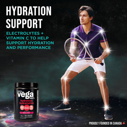 Vega Sport Hydration Electrolyte Powder, Plant Based for Fast Post Workout Hydration – Sugar-Free Berry, 40 Servings, 148 grams - Available at All In One Marketplace Canada