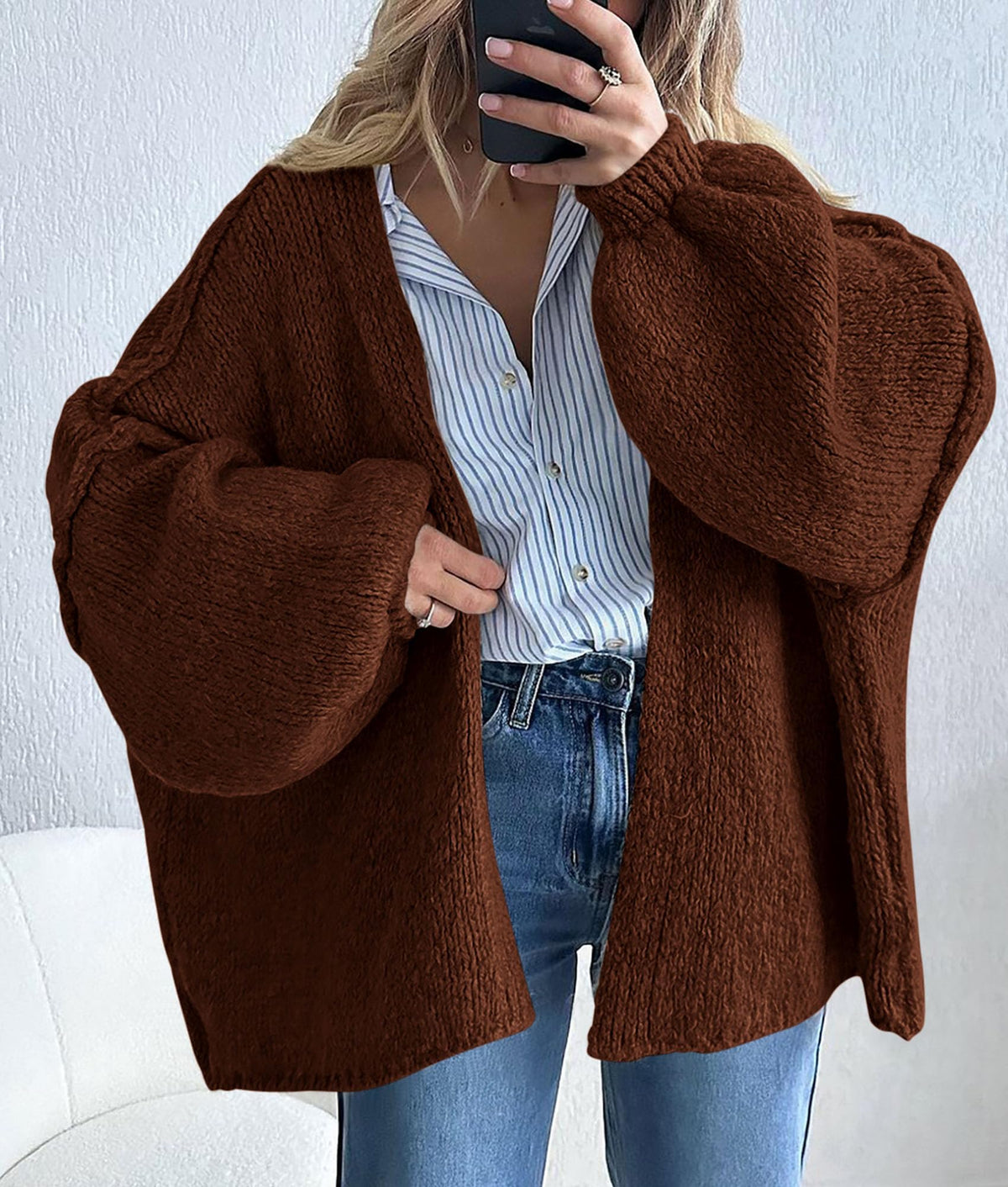 PRETTYGARDEN Womens Open Front Oversized Cardigan Sweaters Caramel 🍁 All In One Marketplace Canada