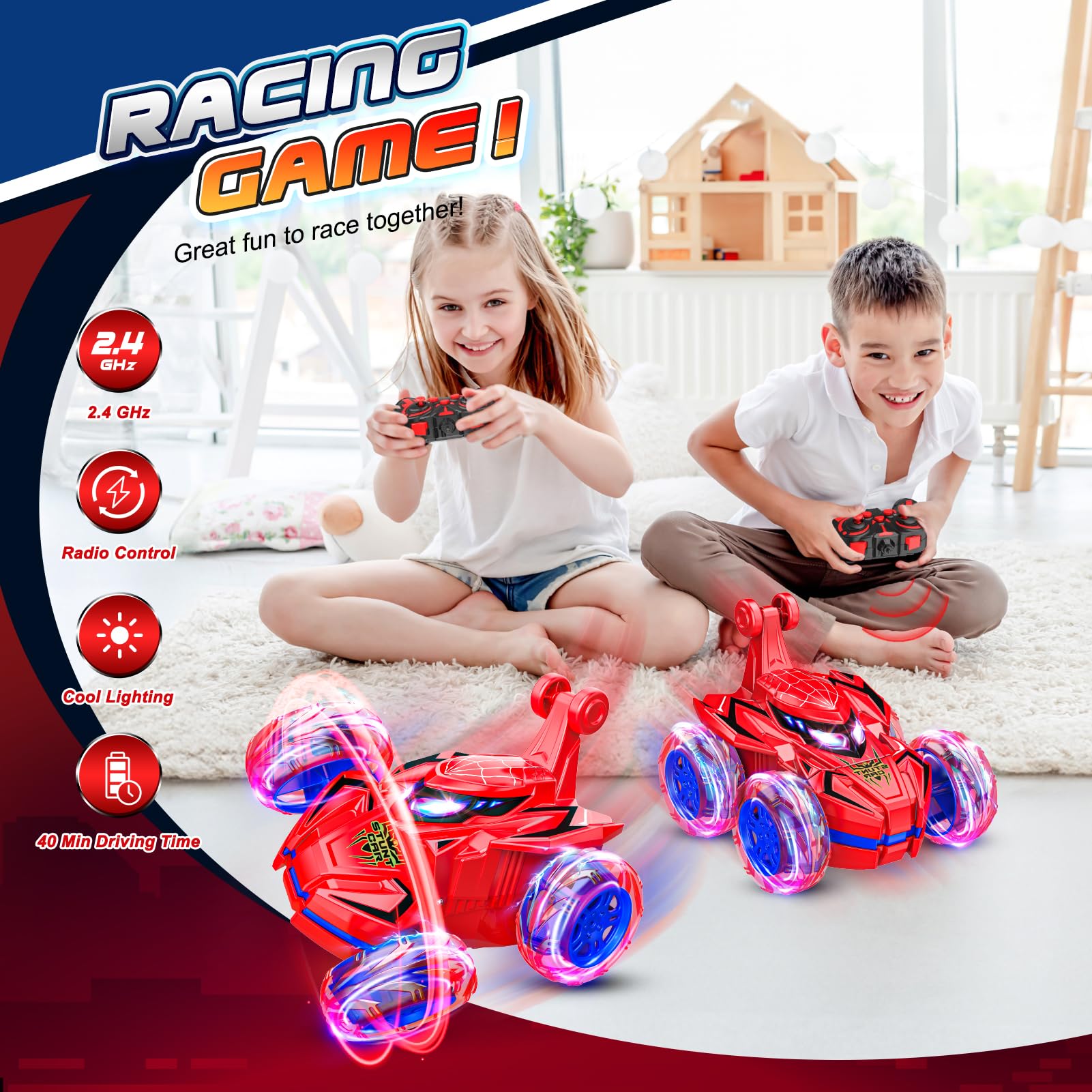 Spider Remote Control Cars for Kids,decked Car Toys Stunt Car Toy for Boys Age 3-9 Remote Control Car for Kids 4-8 Year Old Easter Birthday Gifts for Boys 3-5 Years Old Girls - Available at All In One Marketplace Canada