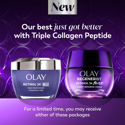 Olay Retinol 24 MAX Face Moisturizer, Anti-Aging Wrinkle Night Cream Fragrance Free, 50 mL - Available at All In One Marketplace Canada