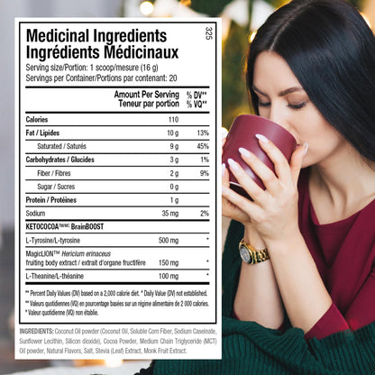 ANS Performance Keto Cocoa - Natural Sweetener Instant Hot Chocolate Mix - Low Carb, No Added Sugar - Gluten Free Keto Cocoa Powder - MCT Oil Blend - 20 Servings, 11.3 oz