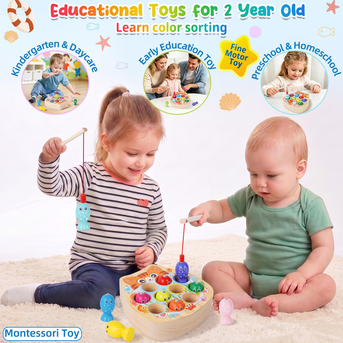 FCSONU Toddler Toys for 2 3 Year Old Boy Girl|Magnetic Fishing Game for Kid 🍁 All In One Marketplace Canada