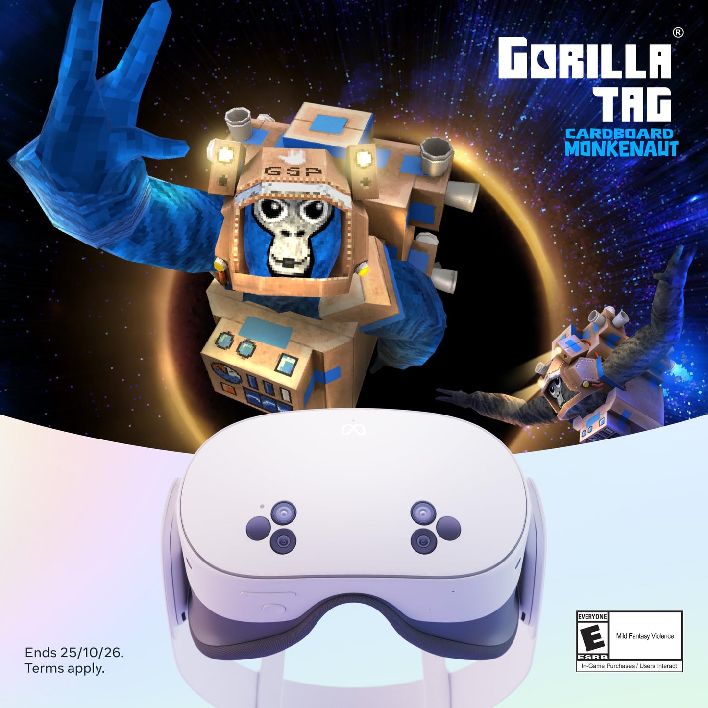 Meta Quest 3S 128GB | VR Without Wires — Gorilla Tag Cardboard Monkenaut Bundle — Amazon Exclusive- Access to 100+ Games with a 3-Month Trial of Meta Horizon+ Included