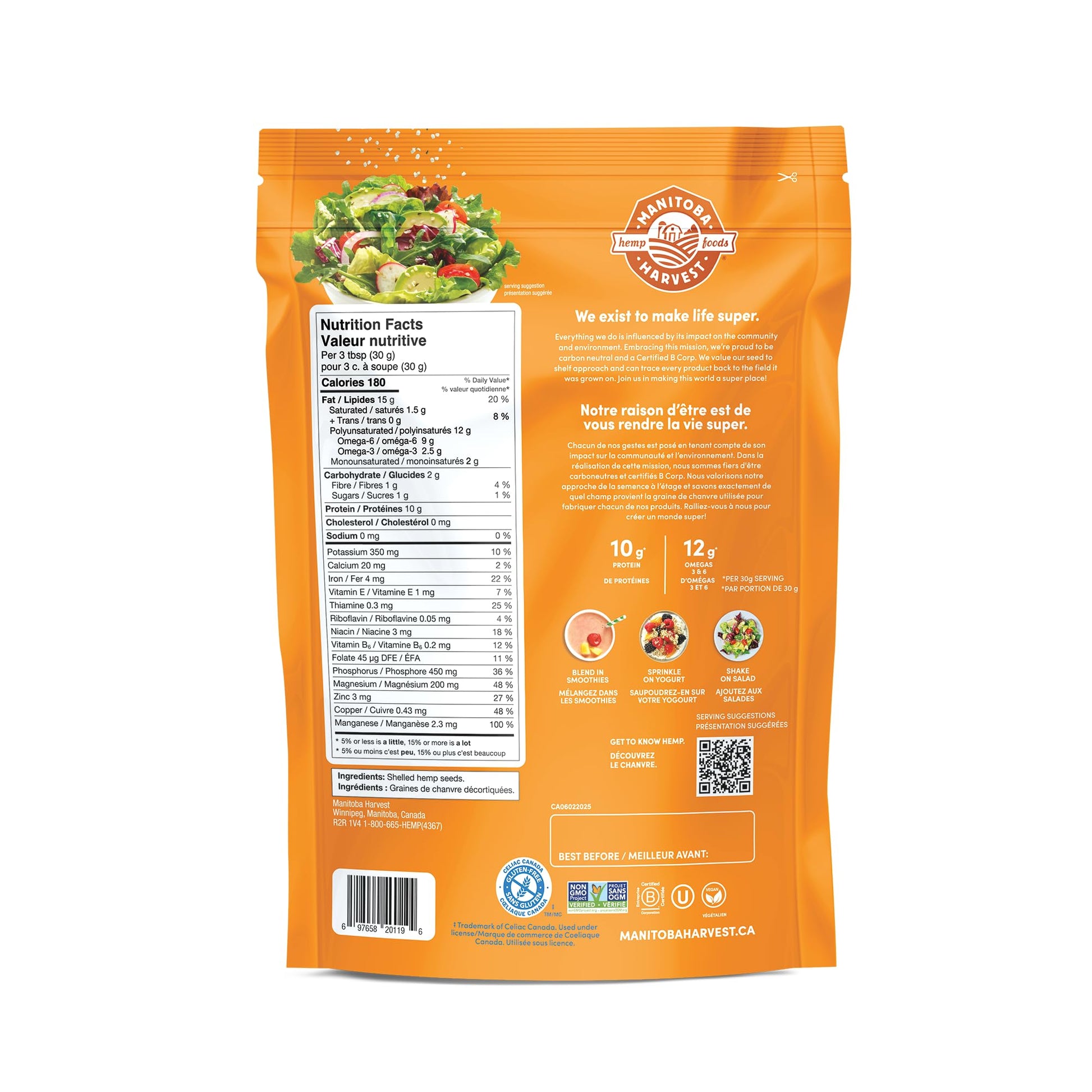 Manitoba Harvest Hemp Hearts Shelled Hemp Seeds, 454g; 10g Plant-Based Protein & 12g Omegas per Serving, Whole 30 Approved, Vegan, Keto, Paleo, Non-GMO, Gluten Free