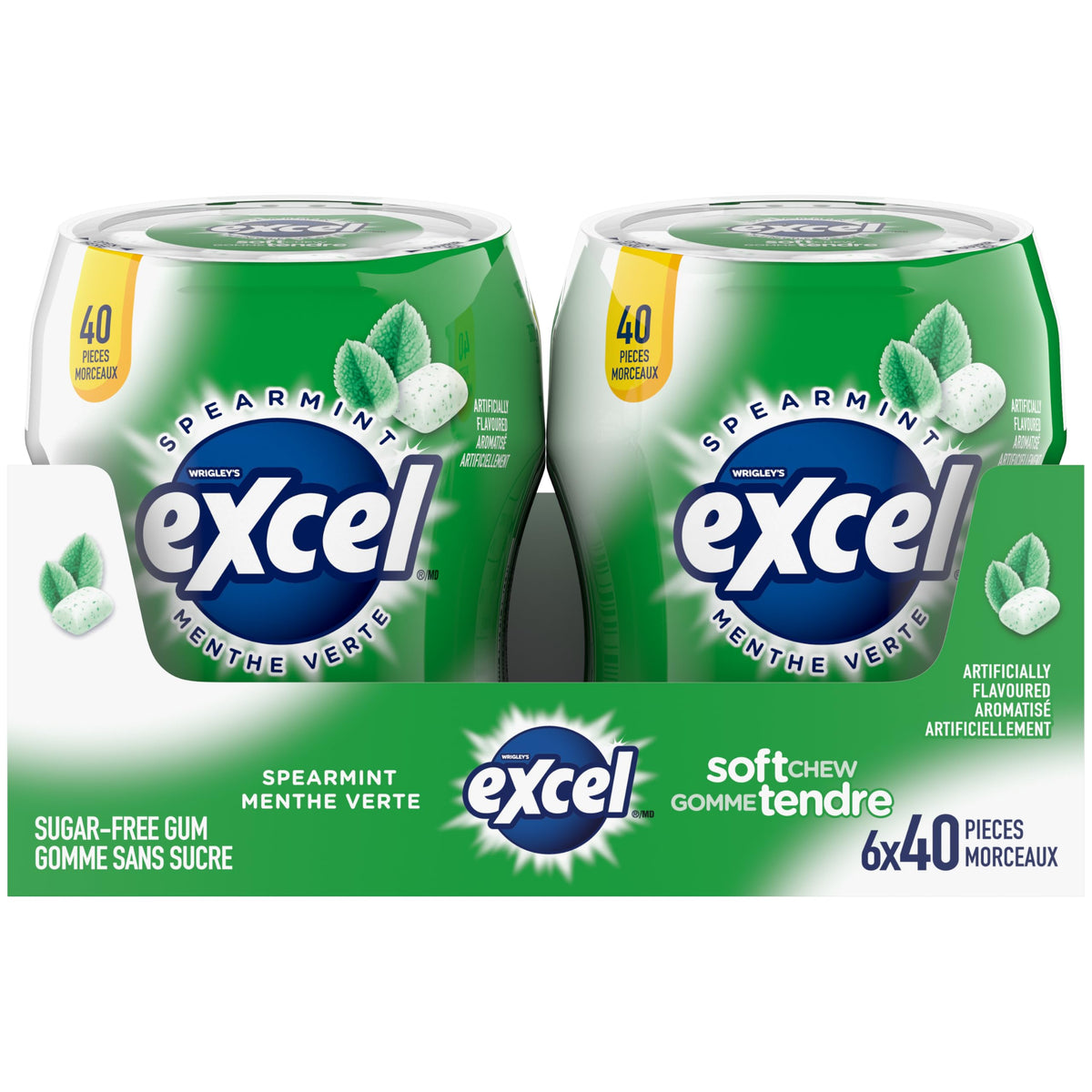 EXCEL, Spearmint Flavoured Sugar Free Soft Chew Gum, 40 Pieces, 6 Bottles