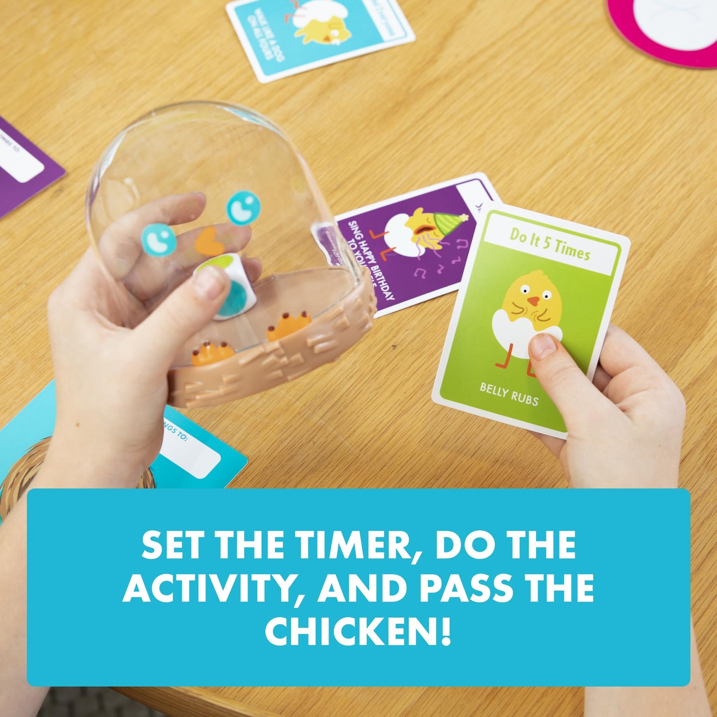 Hurry Up Chicken Butt by Exploding Kittens - 2-6 Players - Ages 4+ - 2 Minutes to Play - Hot Potato Style Card Game - Fun Card Game, Family Game Night, Creative Kids Game - Available at All In One Marketplace Canada