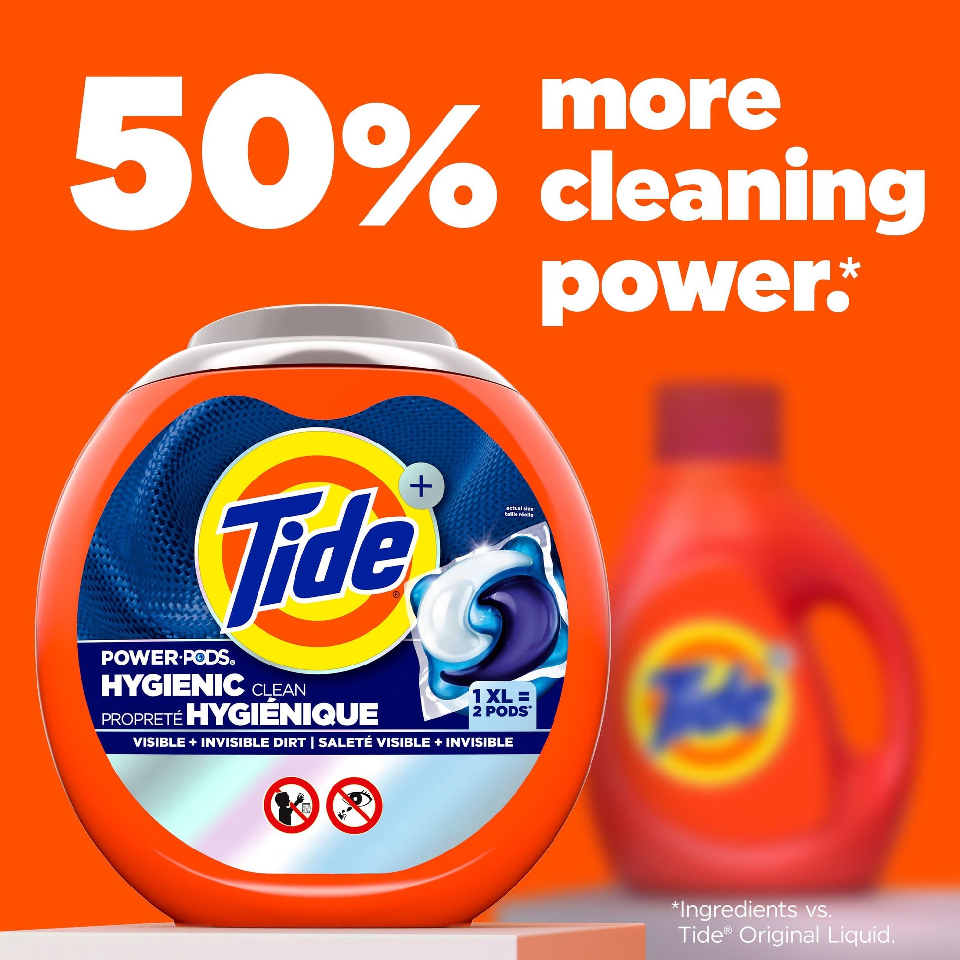 Tide Hygienic Clean Power PODS Laundry Detergent Pacs Original Scent Removes Visible and Invisible Dirt, 45 Count - Available at All In One Marketplace Canada