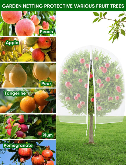 4Pack Garden Fruit Tree Netting for Cicadas with Zipper 150 x 120cm Garden Bird Mesh Netting for Blueberry Bushes with Drawstring,Insect Plant Protection Mesh Net Bags for Tomato,Cicada,Animals