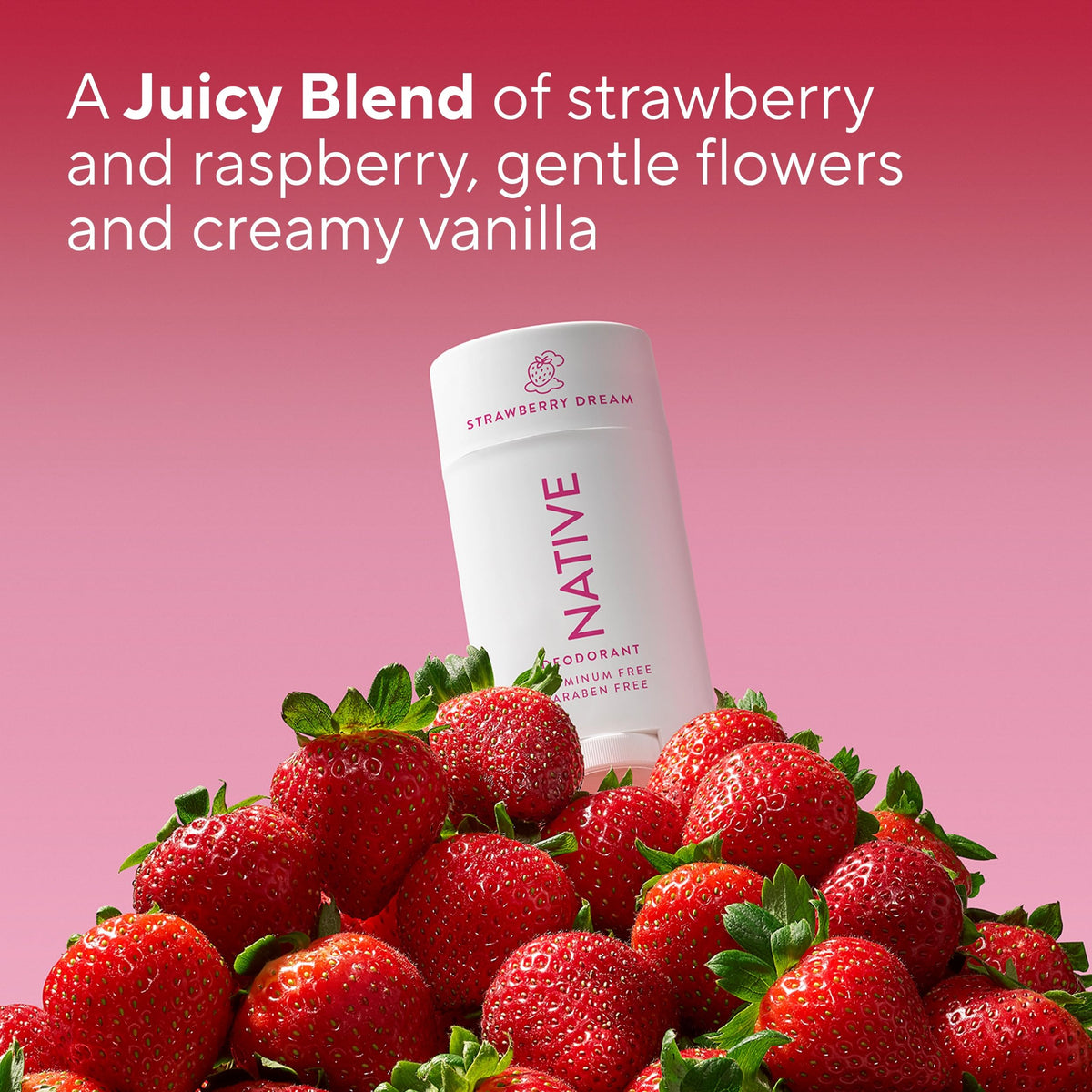 Native Aluminum-Free Deodorant, 72-Hour Protection, Strawberry Charm, 75 g