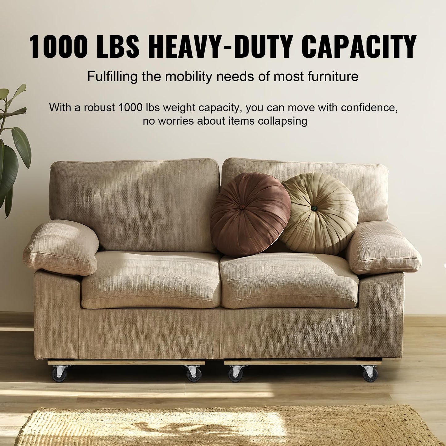 VEVOR Furniture Dolly, 1000 lbs Each Load Capacity, 2 Packs, 18" x 30", 8 x 3" PP Swivel Casters, Heavy Duty Hardwood Furniture Moving Dolly, Mover's Dolly, Moving Cart with Wheels for Heavy Furniture 🍁 All In One Marketplace Canada