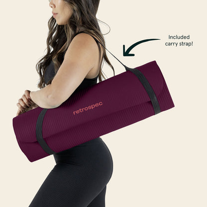 Retrospec Solana Yoga Mat 1" And 1/2" Thick With Nylon Strap for Men And Women - Non Slip Exercise Mat For Home Yoga, Pilates, Stretching, Floor And Fitness Workouts
