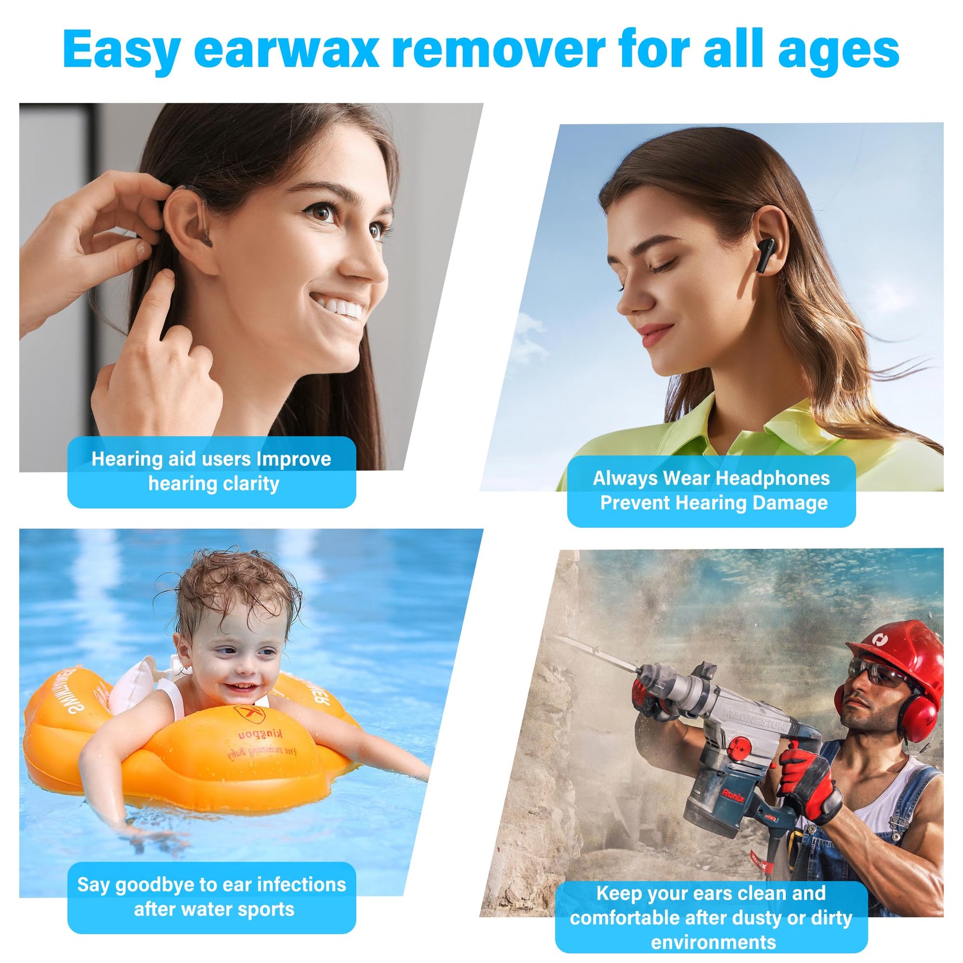 TopQuaFocus 500ml Earwax Remover Ear Cleaner Irrigation Tool Ear wax Removal Flushing System Earwax Cleaning Spray Bottles Ear Flush System for Adults & Kids (16.9oz) - Available at All In One Marketplace Canada