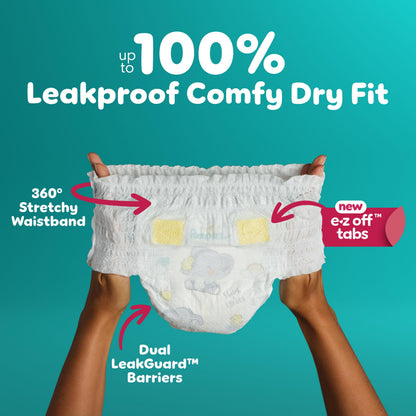 Pampers Diapers - Swaddlers 360 - Size 7, up to 100% Leakproof Comfy Dry Fit, EZ Off Tabs Designed for Easy Changes, Pull On Diaper, 84 Count