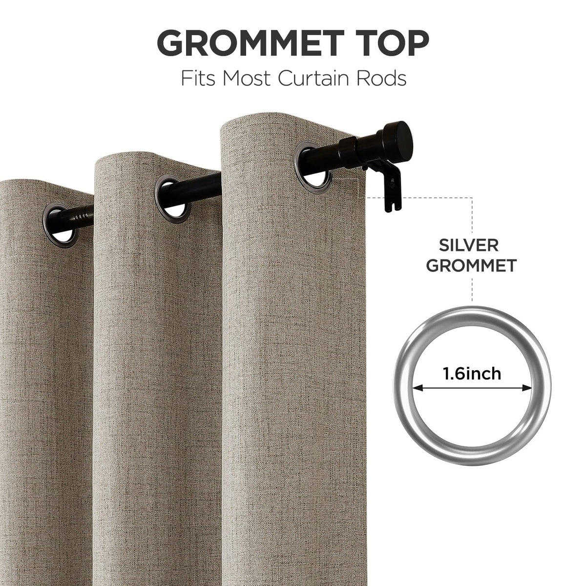 Joydeco Blackout Curtains 84 Inches Long 100% Blackout Curtains 2 Panels, Room Darkening Opaque Curtains for Bedroom, Thermal Drapes Privacy Protection 2 Panels Set(W52 x L84 Inch, Linen)