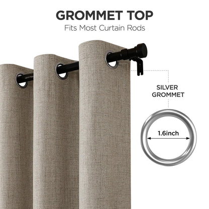 Joydeco Blackout Curtains 84 Inches Long 100% Blackout Curtains 2 Panels, Room Darkening Opaque Curtains for Bedroom, Thermal Drapes Privacy Protection 2 Panels Set(W52 x L84 Inch, Linen)