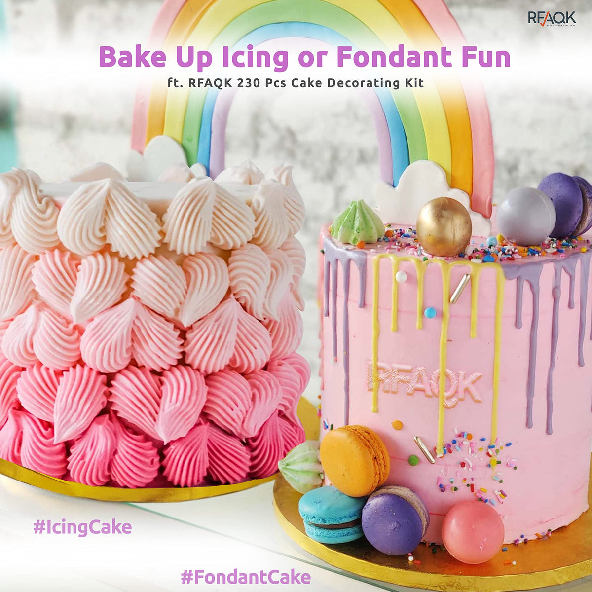 RFAQK 230PCs Cake Decorating Kit with Baking Supplies Cake Turntable, Piping Bags and Tips, Modeling Tools, Plunger Cutters, Cake Scrappers, Pastry Bags Cake Decorating Supplies 🍁 All In One Marketplace Canada