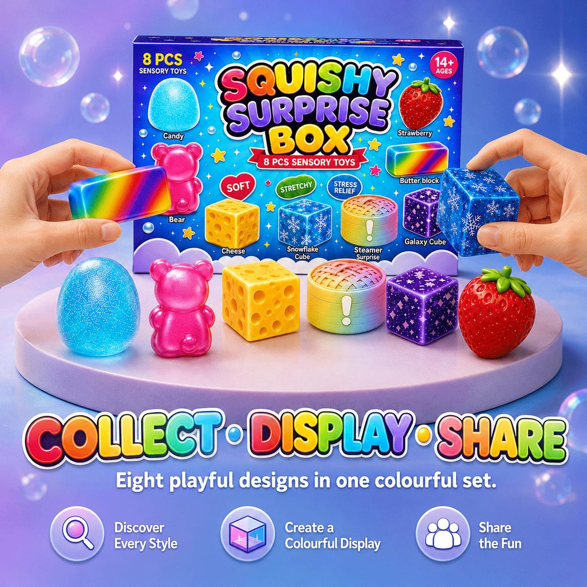 8Pcs Squishy Fun Box Set, 2026 Squeeze Fidget Kit with Big Mini Real Squishies, Soft Stretchy Sensory Pack for Adults Anxiety Stress Relief, Cute Desk Decor & Surprise Holiday Birthday Gift 🍁 All In One Marketplace Canada