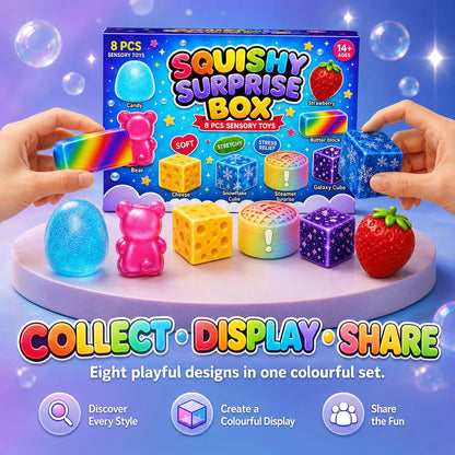 8Pcs Squishy Fun Box Set, 2026 Squeeze Fidget Kit with Big Mini Real Squishies, Soft Stretchy Sensory Pack for Adults Anxiety Stress Relief, Cute Desk Decor & Surprise Holiday Birthday Gift 🍁 All In One Marketplace Canada