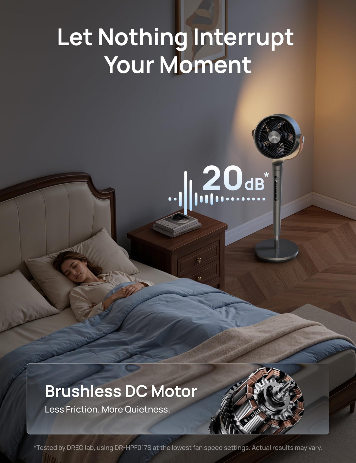 DREO Smart Fan For Bedroom, Standing Fans for Home, 120°+150° Oscillating Pedestal Fan Wi-Fi/Voice Control, 100ft 20db Quiet Circulator RGB Fan, DC Motor, 6 Modes, 12 Speeds, 37-42'' Adjustable Height - Available at All In One Marketplace Canada