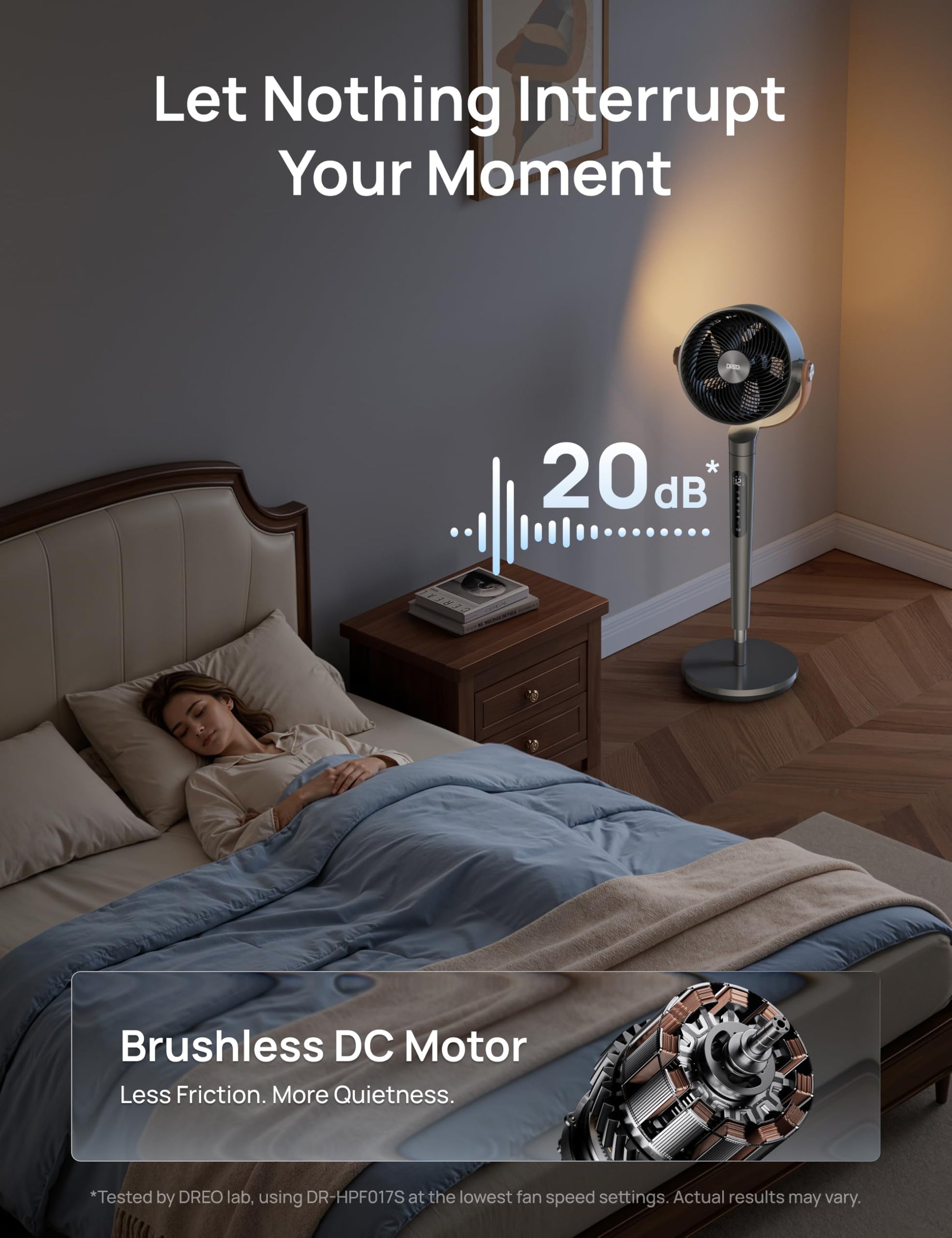 DREO Smart Fan For Bedroom, Standing Fans for Home, 120°+150° Oscillating Pedestal Fan Wi-Fi/Voice Control, 100ft 20db Quiet Circulator RGB Fan, DC Motor, 6 Modes, 12 Speeds, 37-42'' Adjustable Height - Available at All In One Marketplace Canada