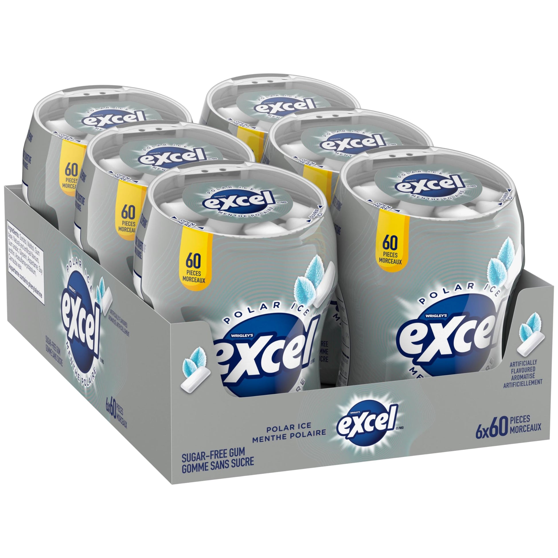 EXCEL, Polar Ice Flavoured Sugar Free Chewing Gum, 60 Pieces, 6 Bottles - Available at All In One Marketplace Canada