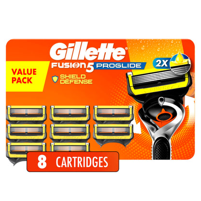 Gillette Fusion5 ProGlide Shield Razor Refills for Men, 8 Razor Blade Refills for FlexBall Razor Handle, 2x Lubrication, Precision Trimmer for Men, 1 Pack (Count of 8)