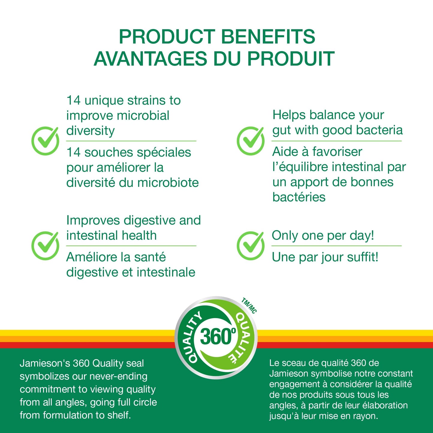 Jamieson Probiotic 10 Billion CFU, 60 Veggie Capsules, Daily Maintenance, Intestinal & Digestive Health. 14 Unique Strains to Improve Microbial Diversity, Bifidobacterium and Lactobacillus, Non-GMO