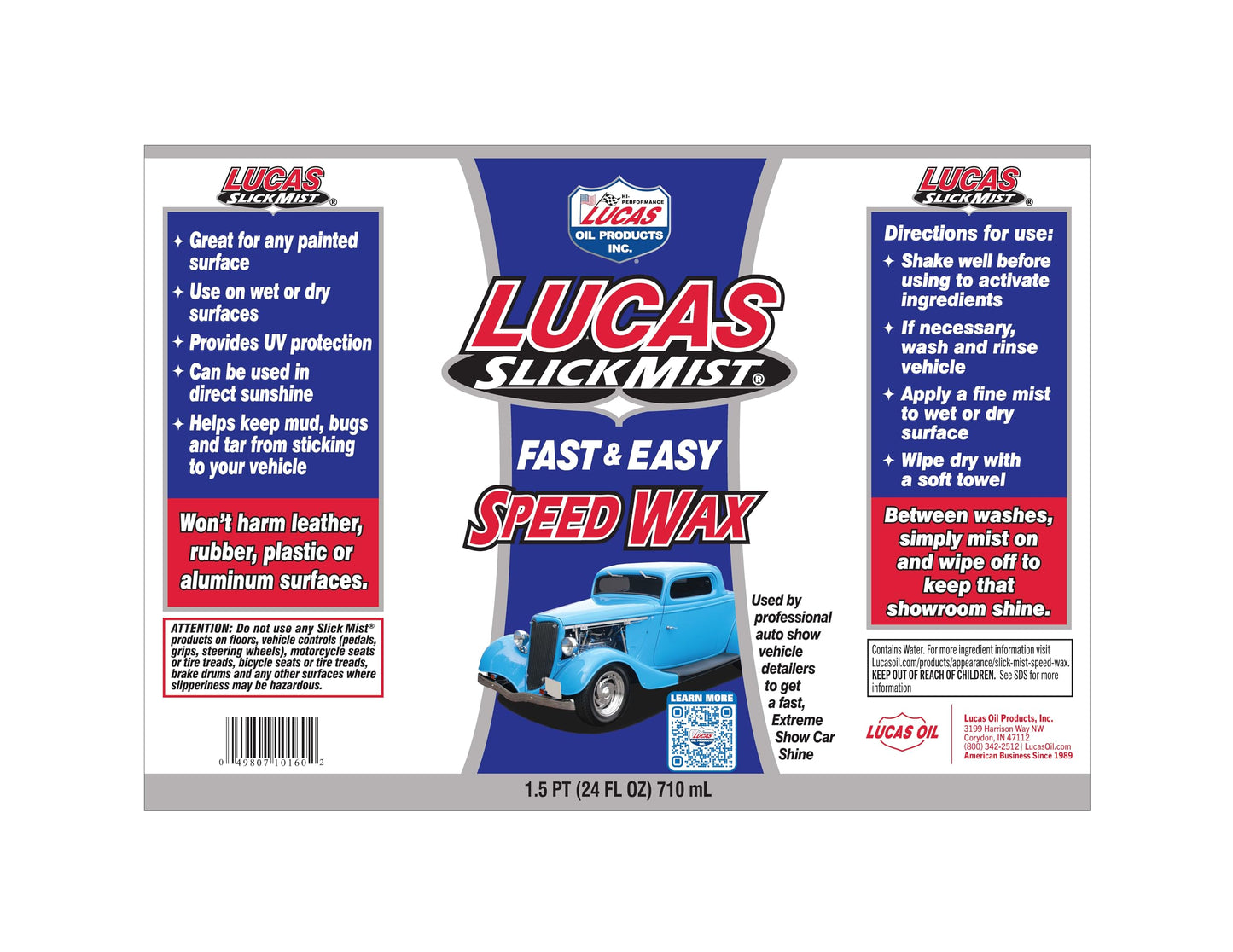 Lucas Oil LUC10160 Blue 24 Ounce Slick Mist Speed Wax Lucas Oil