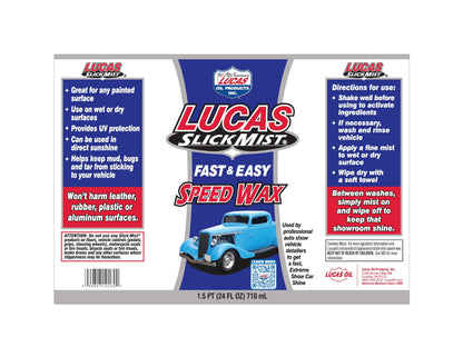 Lucas Oil LUC10160 Blue 24 Ounce Slick Mist Speed Wax Lucas Oil