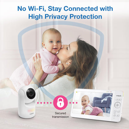 VTech Advanced HQ Max 7" Digital Video Baby Monitor with Pan-Tilt-Zoom, Night Light, Long Range, 2-WayTalk, Display, and Lullabies, No WiFi, White VTech
