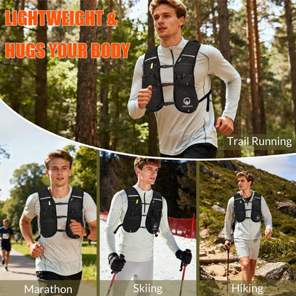 ONETOALL Running Vest for Women & Men, Hydration Backpack 6L - 1x 500ml Flask Included, 16 Reflective Points, Emergency Whistle, Lightweight Breathable for Trail Running, Hiking (Black) - Available at All In One Marketplace Canada
