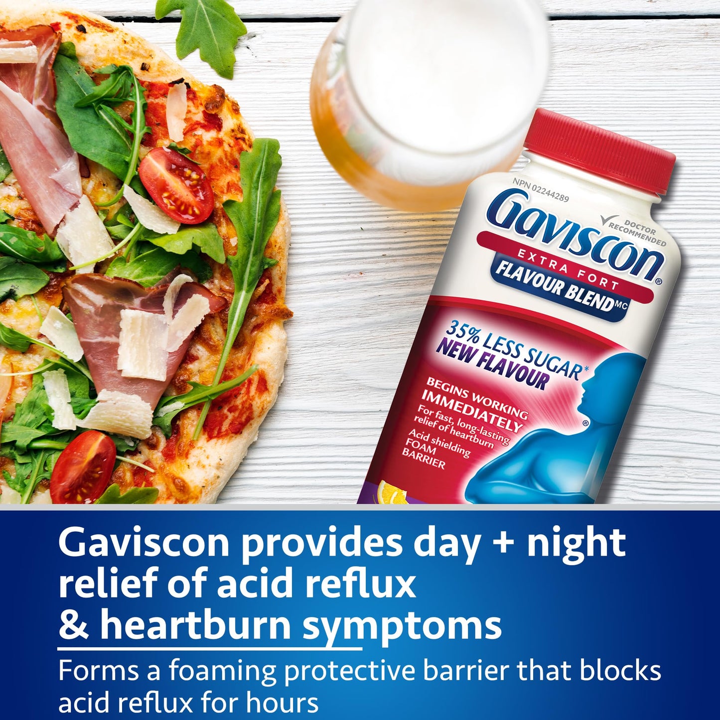 Gaviscon Extra Strength Flavour Burst Tablets - 120 Count - Chewable Foaming Antacid Tablets for Day and Night Heartburn Relief, Acid Reflux and GERD Relief, Fruit Blast - Free of Aluminum, Lactose and Gluten Gaviscon